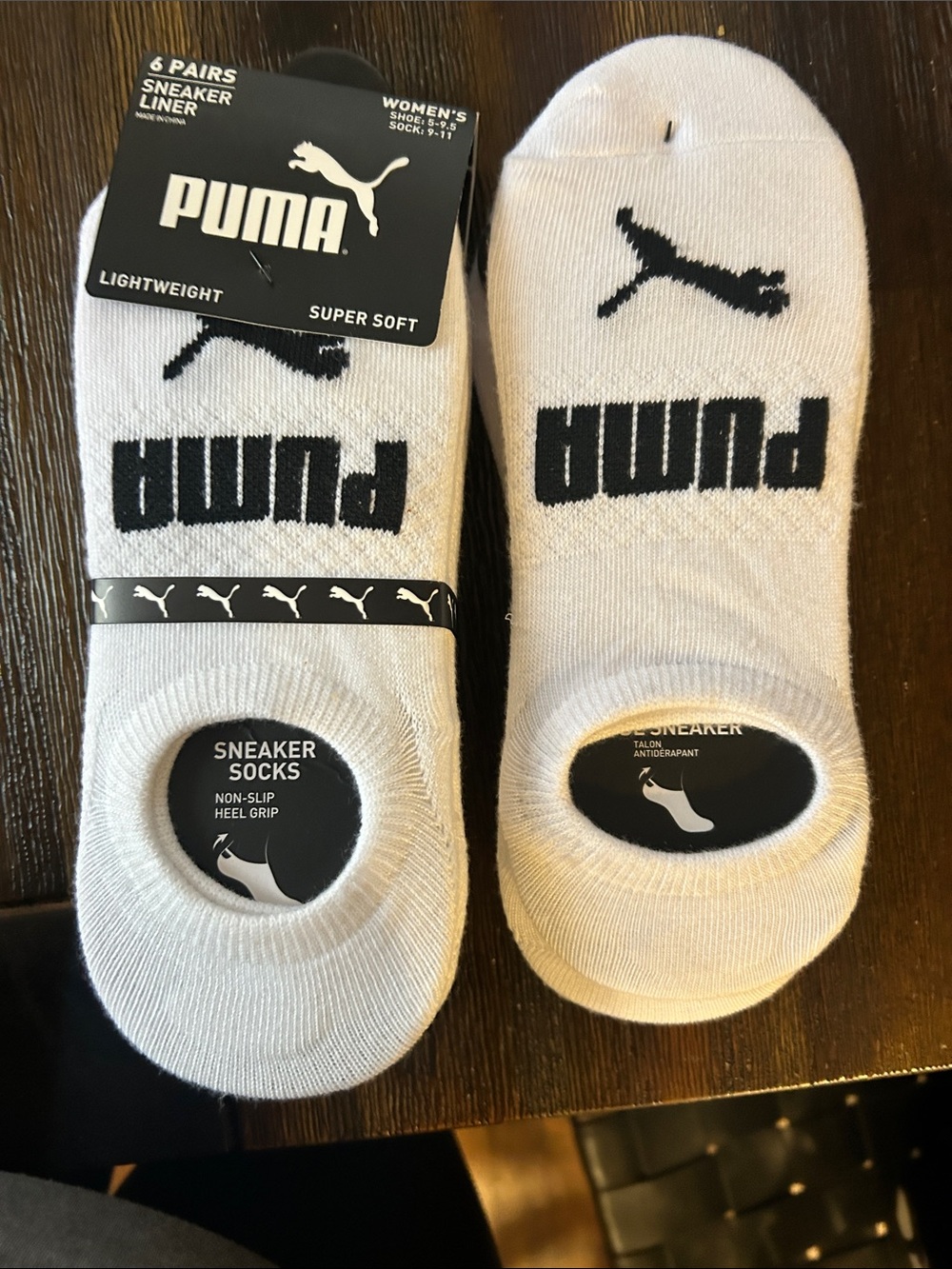 Puma White & Black Women's No-Show Sneaker Liner Socks - 10 pairs in total